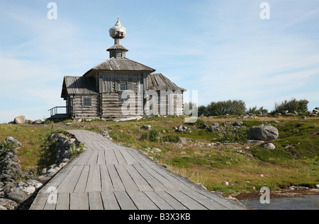 St Andrew's Church le Zayatsky près d'îles îles Solovetsky dans la mer Blanche, la Russie Banque D'Images