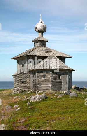 St Andrew's Church le Zayatsky près d'îles îles Solovetsky dans la mer Blanche, la Russie Banque D'Images