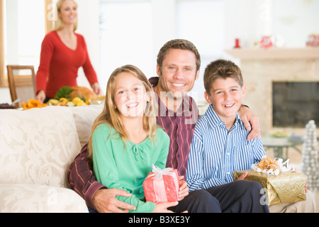 Portrait de famille à Noël Banque D'Images