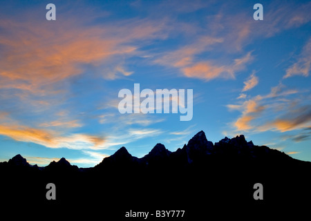 Coucher de soleil sur les montagnes du Grand Teton Teton National Park WY Banque D'Images