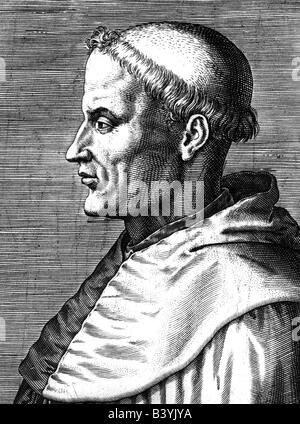 Thomas Aquin, vers 1225 - 7.3.1274, philosophe et théologit italien, portrait, face latérale, gravure, XIXe siècle, Banque D'Images