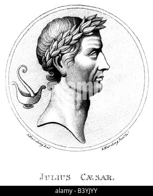Gaius Julius Caesar, 15.3.44 - 13.7.100, C.-B., homme politique et général romain, portrait, gravure par E. Smith jr. D'après l'ancienne monnaie, , n'a pas d'auteur de l'artiste pour être effacé Banque D'Images