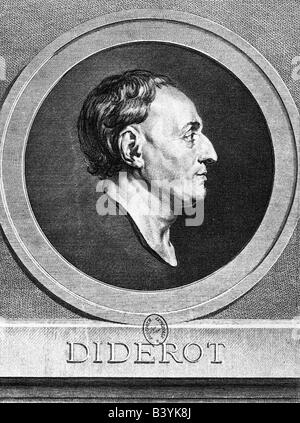 Diderot, Denis, 5.10.1713 - 31.7.1784, écrivain français, philosophe, portrait, vue latérale, collotype, Banque D'Images