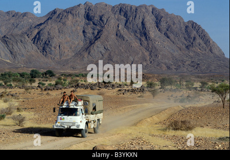 Le Niger, Sahara central. Paysage sur la frange de l'air des montagnes. Banque D'Images