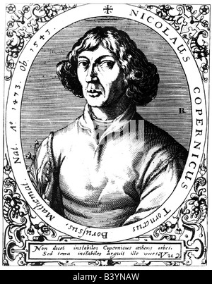 Copernicus, Nicolaus, 19.2.1473 - 24.5.1543, astronome polonais, portrait, gravure contaminant, gravure Banque D'Images