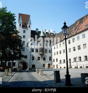 Géographie / voyages, Allemagne, Bavière, Munich, ancien tribunal "Alter Hof", construit à environ 1255 pour le compte de duke Louis II, aujourd'hui bureau d'impôts, vue, cour intérieure, , Banque D'Images