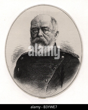 Bismarck, Otto von, 1.4.1815 - 30.7.1898, politicien allemand, chancelier 21.3.1871 - 20.3.1890, portrait, gravure sur bois, XIXe siècle, Banque D'Images