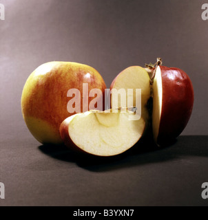 Botanique, paradise, apple (Malus communis), pommes, studio shot, moitié, moitié, tranchées, traquer, mallow, Maloideae, fruit charnu,, Banque D'Images