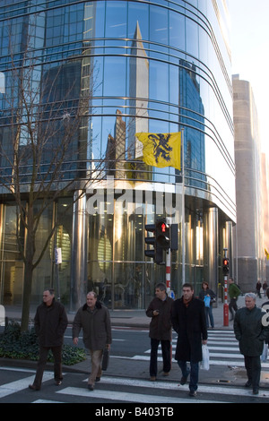 Blocs de bureau moderne sur la Rue du progres dans le quartier financier de Bruxelles non loin de la Gare du Nord, Belgique Banque D'Images