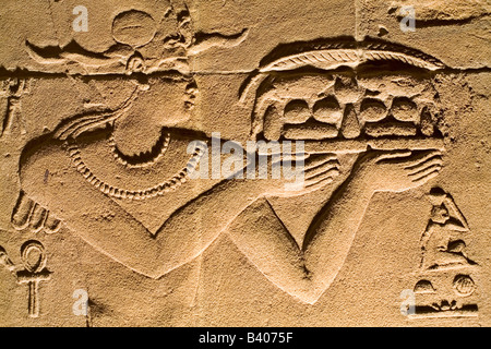 La sculpture murale dans le temple de Philae en Egypte Banque D'Images