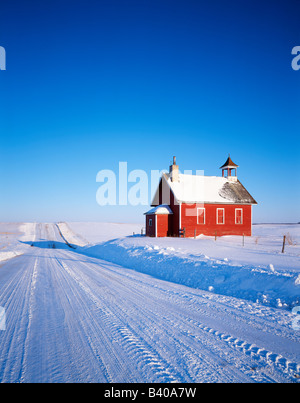 Old School House, Minnesota Winter, États-Unis, par Gary A Nelson/Dembinsky photo Assoc Banque D'Images