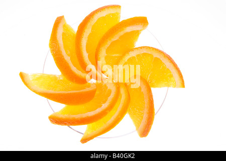 Close up de tranches d'orange dans un verre à martini Banque D'Images