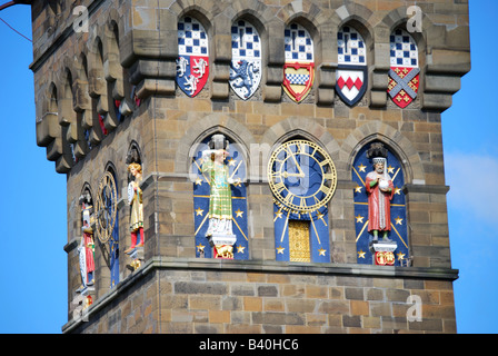 Détail de l'horloge, le château de Cardiff, Cardiff, Pays de Galles, Royaume-Uni Banque D'Images