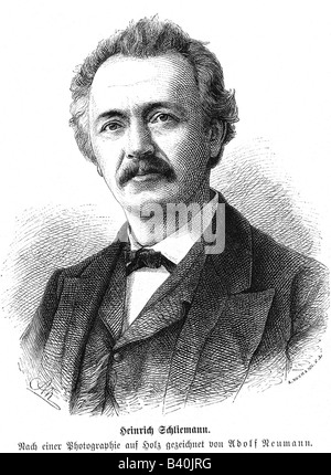 Schliemann, Heinrich, 6.1.1822 - 26.12.1890, archéologue allemand, portrait, gravure, par Adolf Neumann, , Banque D'Images