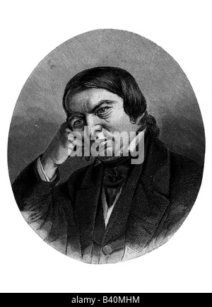 Schumann, Robert, 8.6.1810 - 29.7.1856, compositeur allemand, portrait, gravure, XIXe siècle, musique, piano, musicien, Banque D'Images