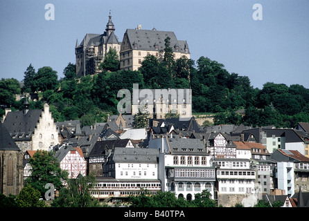 Géographie / voyages, Allemagne, Hesse, Marburg, vue sur la ville haute avec le château de Landgrave, vue sur la ville, paysage urbain, landgrave, , Banque D'Images