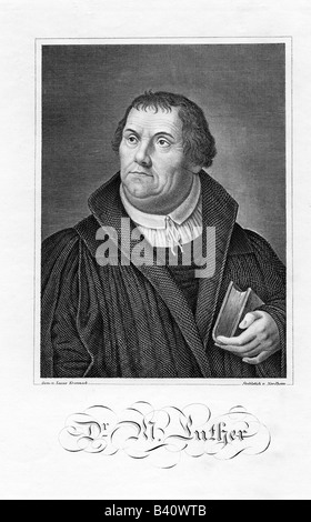 Luther, Martin, 10.11.1483 - 18.2.1546, réformateur allemand, portrait, gravure par Johann Georg Nordheim (1804 - 1852) 19e siècle, après Lukas Cranach, réforme, théologien, la religion, l'Allemagne, 16e siècle, l'artiste a le droit d'auteur , de ne pas être effacé Banque D'Images