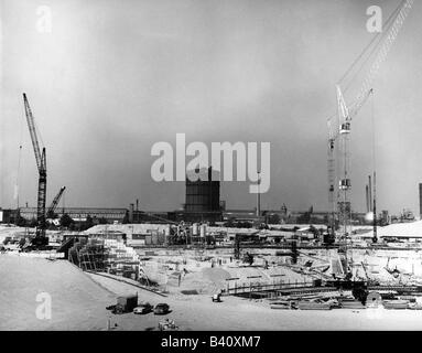 Géographie/voyages, Allemagne, Munich, Olympiapark, construction 1968 - 1972, Stade olympique, chantier de construction, 1969, Jeux Olympiques, Oberwiesenfeld, Bavière, Europe, XXe siècle, historique, 1960, Banque D'Images