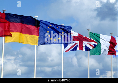 Drapeaux de l'Union européenne Banque D'Images