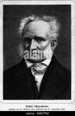 Schopenhauer, Arthur, 22.2.1788 - 21.9.1860, philosophe allemand, portrait, gravure sur bois, XIXe siècle, , Banque D'Images