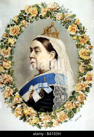 Victoria I, 24.5.1819 - 22.1.1901, Reine de Grande-Bretagne et d'Irlande (20.6.1837 - 22.1.1901), portrait, lithographie contemporaine, Banque D'Images