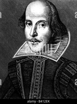 Shakespeare, William, 23.4.1564 - 23.4.1616, Anglais auteur / scénariste, portrait, engaving par Martin Droeshout, 1623, l'artiste n'a pas d'auteur pour être effacé Banque D'Images
