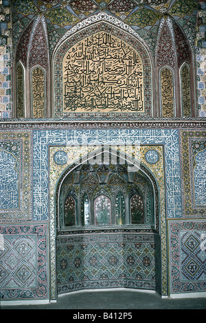Géographie / voyages, Pakistan, Lahore, mosquées, mosquée de Wazir Khan, vue intérieure, mosaïque, motif, ornementation, , Banque D'Images