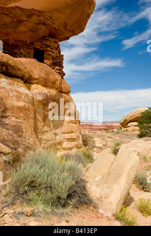 USA, Utah, Canyonlands NP. Falaise de grès en Grainery près de Peekaboo Trail des aiguilles ; District. Banque D'Images