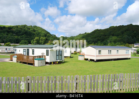 Caravanes à Pendine Sands Holiday Camp, Pendine, Carmarthenshire, Pays de Galles, Royaume-Uni Banque D'Images