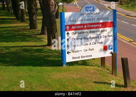 Le signe que vous entrez dans le domaine de l'hôpital William Harvey Ashford, Kent, UK Banque D'Images