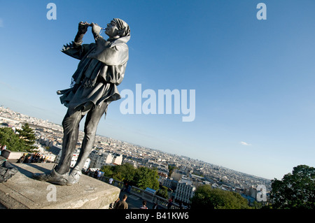 Un spectacle mime dans le quartier de montmartre, Paris Banque D'Images