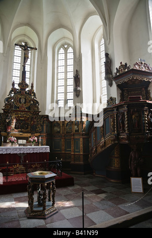 Intérieur de la chapelle (Klosterkirke Gavnø) au château, la Nouvelle-Zélande, le Danemark Banque D'Images