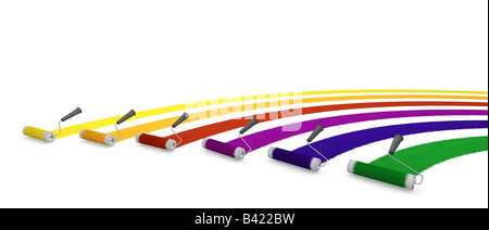 Le rendu 3D de rouleaux à peindre Banque D'Images