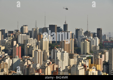 Sao Paulo et vue d'hélicoptère depuis le toit d'Italia Building Brésil Banque D'Images