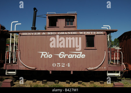 Denver Rio Grande Western Caboose 0524, une exposition au Musée du chemin de fer du Colorado, Golden, Colorado. Banque D'Images