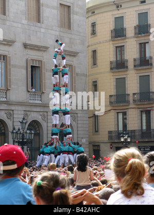 Castellers de Vilafranca à Barcelone lors du spectacle Fête de la Mercè Banque D'Images