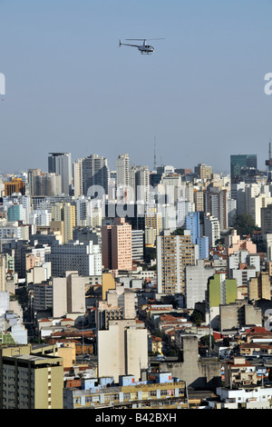 Sao Paulo et vue d'hélicoptère depuis le toit d'Italia Building Brésil Banque D'Images