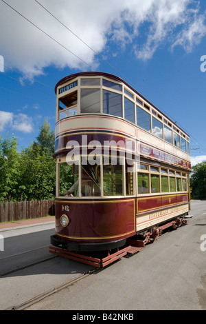 Sunderland 16 tramway à Beamish Open Air Museum - construit en 1900 et a cessé d'exécution en 1954. Banque D'Images