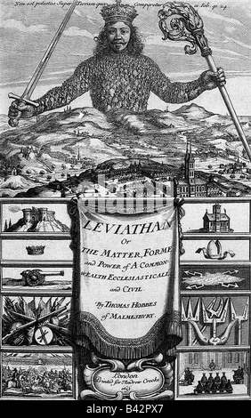 Hobbes, Thomas, 5.4.1588 - 4.12.1679, philosophe britannique, travail, 'Leviathan', 1651, page de titre, gravure sur cuivre par Wenzel Hollar, auteur de l'artiste n'a pas à être effacée Banque D'Images