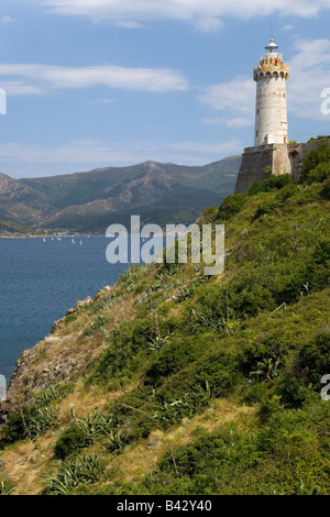 Phare de Portoferraio à Portoferraio, province de Livourne, sur l'île d'Elbe dans l'Archipel Toscan, de l'Italie, Banque D'Images