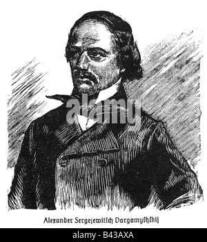 Dargomyzhsky, Alexander Sergeyevich, 14.2.1813 - 17.1.1869, compositeur russe, portrait, coupe de bois, par Karl Strutil, Banque D'Images