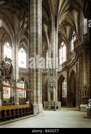 Géographie / voyage, Allemagne, Bavière, Nuremberg, Églises, cathédrale de Saint Laurent, gothique, église, sanctuaire, colonnes, , Additional-Rights Clearance-Info-Not-Available- Banque D'Images