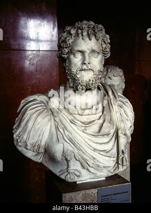 Septimius Severus, Lucius, 11.4.146 - 4.2.211 AD, empereur romain depuis 9.4.193, portrait, buste, marbre, début 2ème siècle AD, Louvre, Paris, Banque D'Images