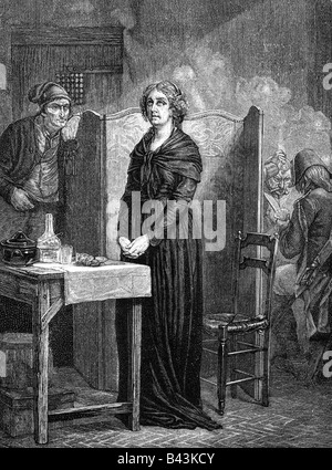 Marie Antoinette, 2.11.1755 - 16.10.1793, Reine Consort de France 10.5.1774 - 21.9.1792, en tant que prisonnier de la Conciergerie, gravure en bois de Charles Louis Muller, XIXe siècle, , Banque D'Images