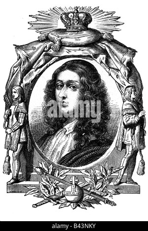 Christina, 17.12.1626 - 19.4.1689, Reine de Suède 17.11.1632 - 16.6.1654, portrait, gravure sur bois, 196ème siècle, , Banque D'Images