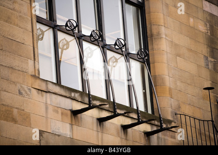 UK Scotland Glasgow School of Art, Charles Rennie Mackintosh extérieur barre de fenêtre Détail Banque D'Images