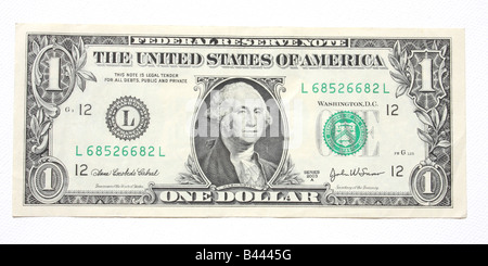Un montant de un dollar U S Bank note. Banque D'Images