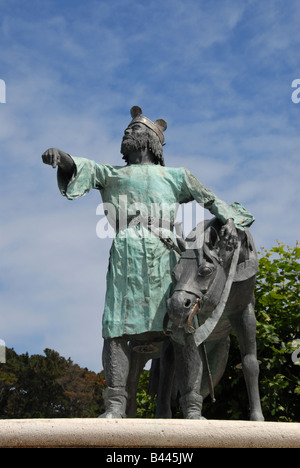 Statue du Roi Alfonso IX Bayona Baiona près de Vigo Espagne Banque D'Images