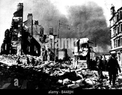 Blitz de Clydebank Mars 1941 dévastation de la Deuxième Guerre mondiale dans la rue Banque D'Images