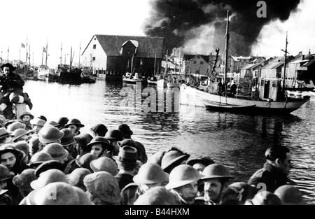 Les troupes britanniques sur bases allemand raid Île Lofoten Norvège WW2 Mars 1941 Banque D'Images
